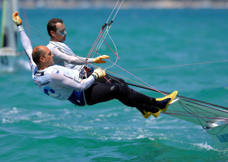Iker Martinez & Xabi Fernandez on day three of the 49er worlds photo copyright Jeff Crow / Sport the Library taken at  and featuring the 49er class