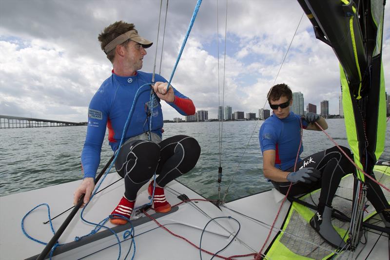 Stevie Morrison and Chris Grube in action at ISAF Sailing World Cup Miami - photo © Richard Langdon / British Sailing Team