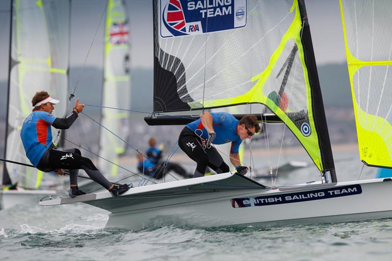 John Pink and Stuart Bithell on day 1 of the Sail for Gold Regatta photo copyright Paul Wyeth / RYA taken at Weymouth & Portland Sailing Academy and featuring the 49er class