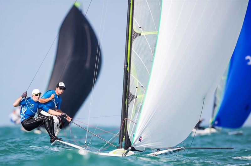 John Pink and Stuart Bithell at the ISAF Sailing World Cup Final in Abu Dhabi photo copyright Pedro Martinez / Sailing Energy / ISAF taken at  and featuring the 49er class