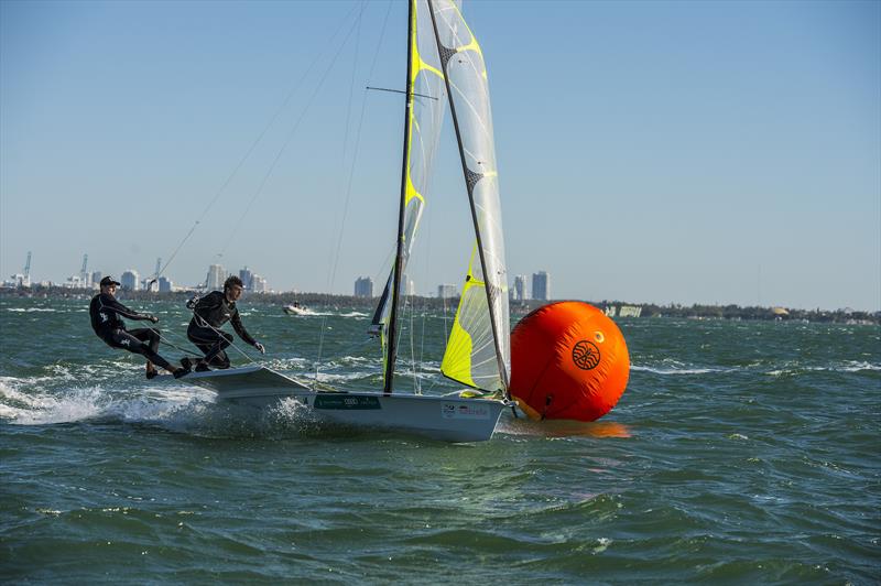 Joel Turner & Iain Jenson on day 3 of ISAF Sailing World Cup Miami photo copyright Walter Cooper / US Sailing taken at Coconut Grove Sailing Club and featuring the 49er class