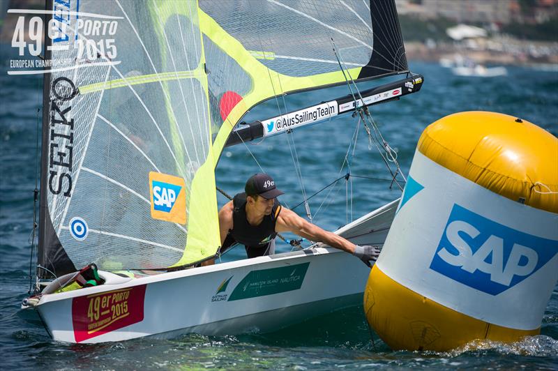 49er Europeans at Porto day 3 photo copyright Neuza Aires Pereira / 49erPorto2015 taken at Clube de Vela Atlântico and featuring the 49er class