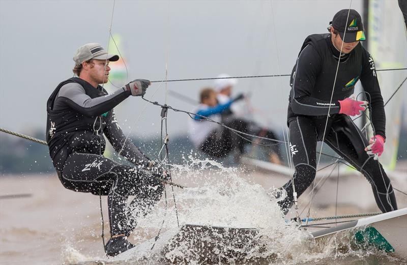 Outteridge and Jensen on 49er/49erFX World Championship day 3 - photo © Matias Capizzano / www.capizzano.com