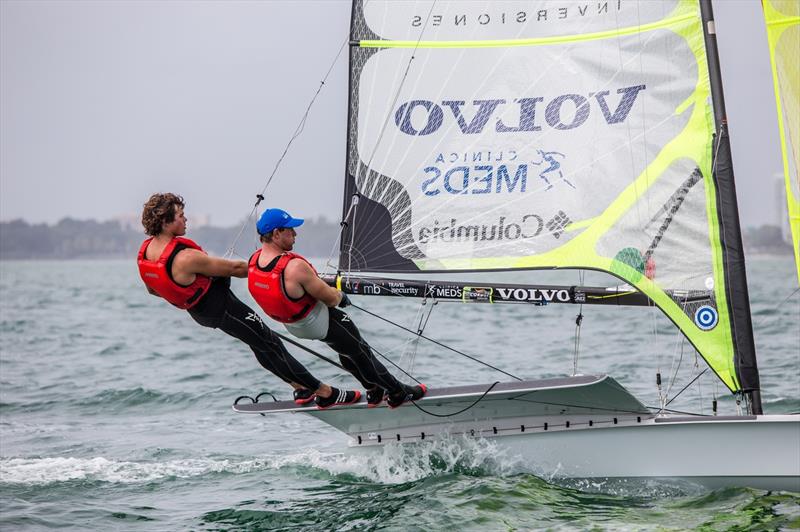 Chilean 49er on day 4 of Sailing World Cup Miami photo copyright Jesus Renedo / Sailing Energy taken at Coconut Grove Sailing Club and featuring the 49er class