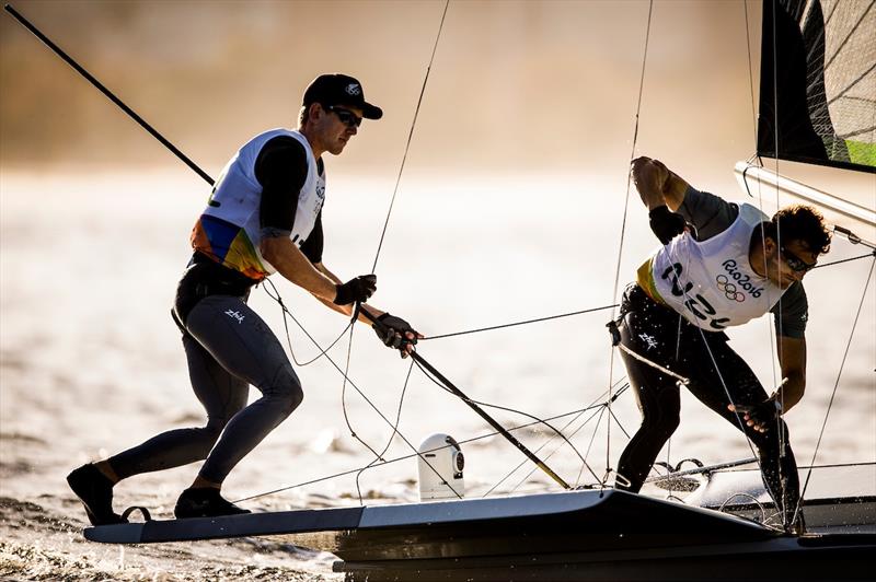 Peter Burling & Blair Tuke win the first two races in the 49er at the Rio 2016 Olympic Sailing Competition photo copyright Sailing Energy / World Sailing taken at  and featuring the 49er class