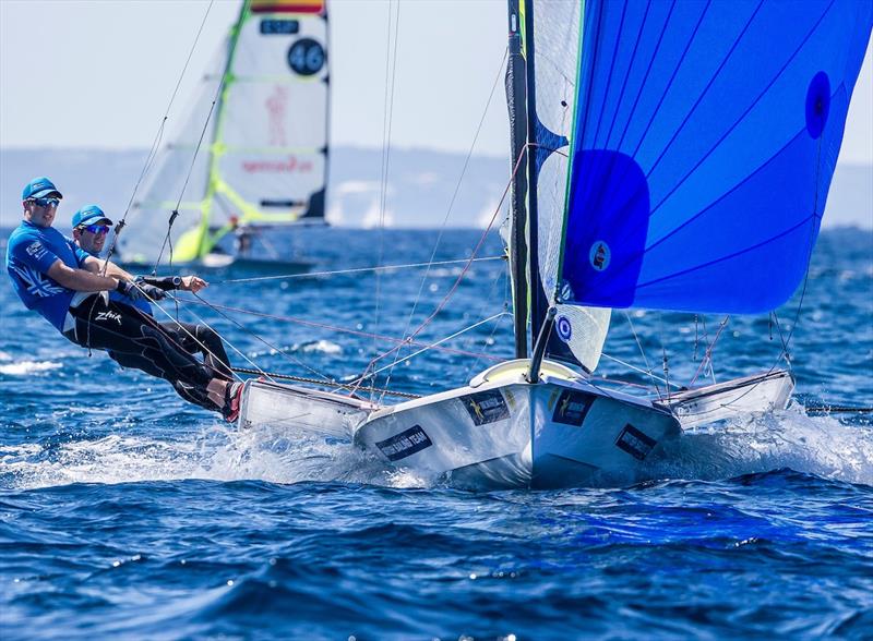 49er sailors Dylan Fletcher and Stuart Bithell at the 48th Trofeo Princesa Sofia IBEROSTAR photo copyright Jesus Renedo / Trofeo Princesa Sofia IBEROSTAR taken at Real Club Náutico de Palma and featuring the 49er class