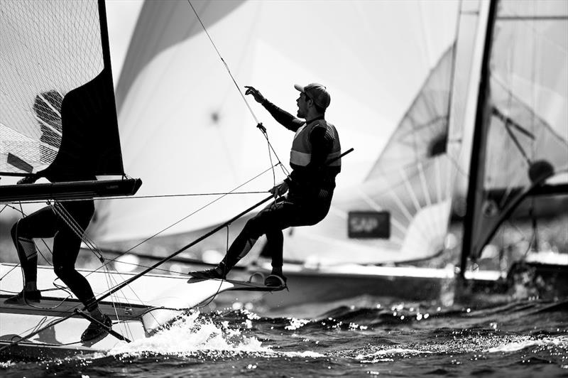 49er Europeans at Kiel day 2 photo copyright Pedro Martinez / Sailing Energy taken at Kieler Yacht Club and featuring the 49er class