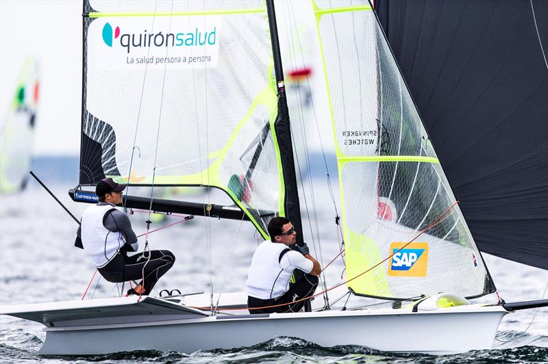 49er Europeans at Kiel day 3 photo copyright Pedro Martinez / Sailing Energy taken at Kieler Yacht Club and featuring the 49er class