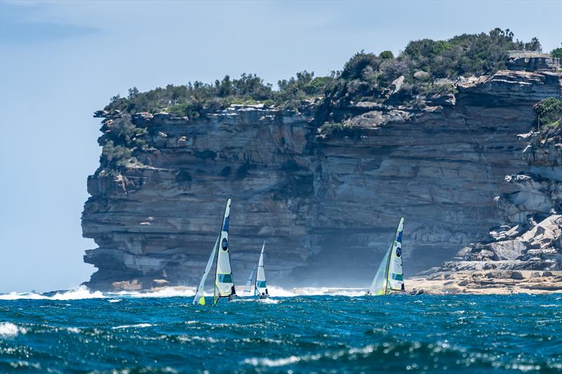 49er class approaching the heads at Sail Sydney photo copyright Beau Outteridge / Sail Sydney taken at Woollahra Sailing Club and featuring the 49er class