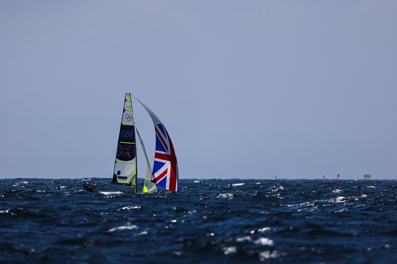 Dylan Fletcher & Stu Bithell in the Men's 49er on Tokyo 2020 Olympic Sailing Competition Day 4 photo copyright Sailing Energy / World Sailing taken at  and featuring the 49er class