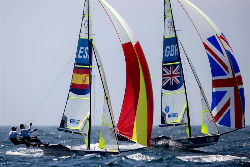 49ers on Tokyo 2020 Olympic Sailing Competition Day 4 photo copyright Sailing Energy / World Sailing taken at  and featuring the 49er class