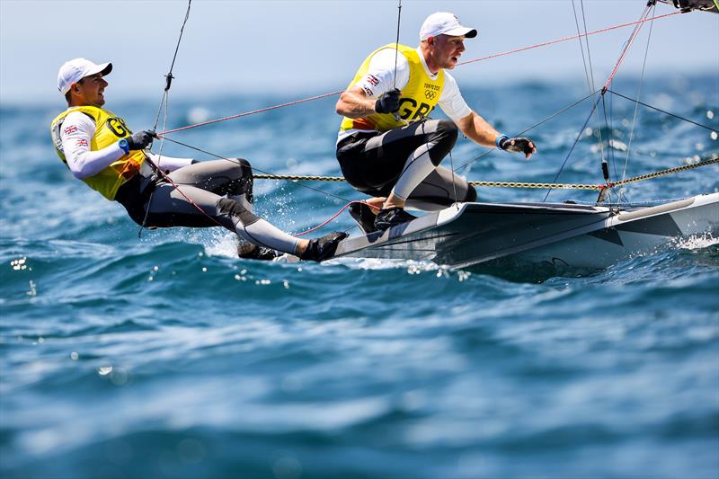 Dylan Fletcher & Stu Bithell in the Men's 49er on Tokyo 2020 Olympic Sailing Competition Day 5 photo copyright Sailing Energy / World Sailing taken at  and featuring the 49er class