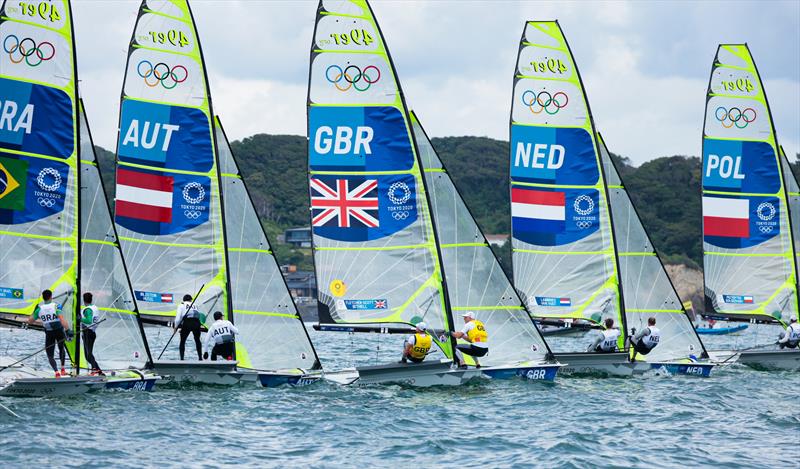 Men's 49er fleet on Tokyo 2020 Olympic Sailing Competition Day 6 - photo © Sailing Energy / World Sailing