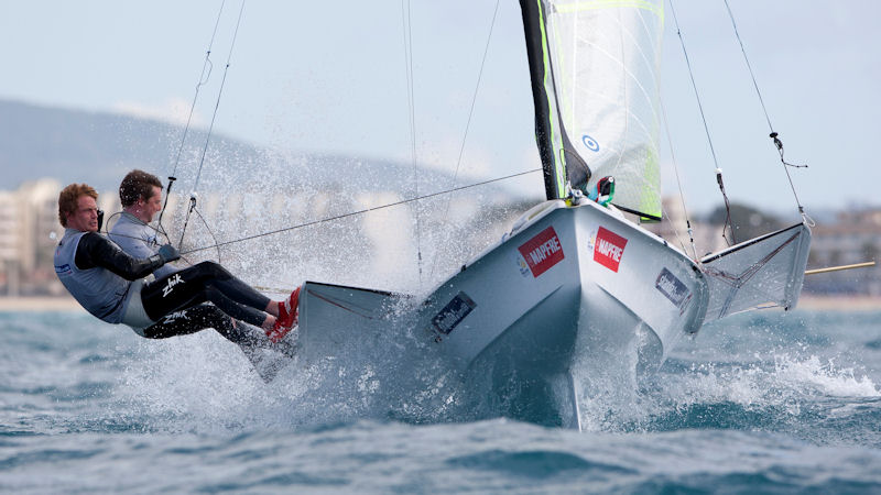 Stevie Morrison and Ben Rhodes in the Trofeo Princesa Sofia Mapfre medal race photo copyright Dan Towers / Skandia Team GBR taken at Real Club Náutico de Palma and featuring the 49er class