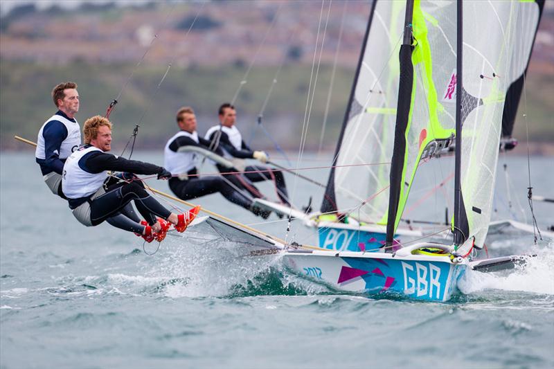 Stevie Morrison & Ben Rhodes on day four of the London 2012 Olympic Sailing Competition photo copyright Tom Gruitt / www.tom-gruitt.co.uk taken at Weymouth & Portland Sailing Academy and featuring the 49er class