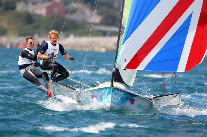 Morrison (left) and Rhodes in action at the 2012 Olympics - photo © Richard Langdon / British Sailing Team