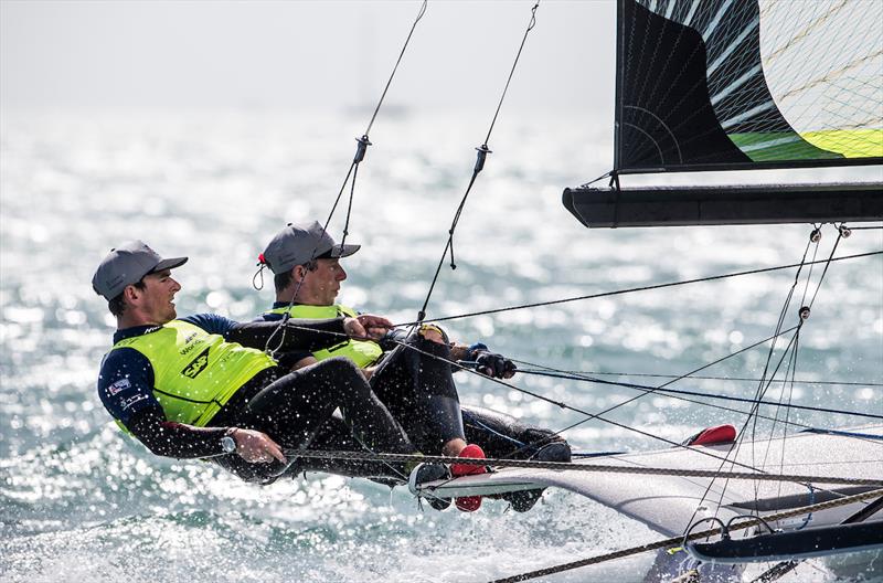 Dylan Fletcher-Scott and Stuart Bithell - Miami 2018 World Cup Series photo copyright Jesus Renedo / Sailing Energy taken at  and featuring the 49er class