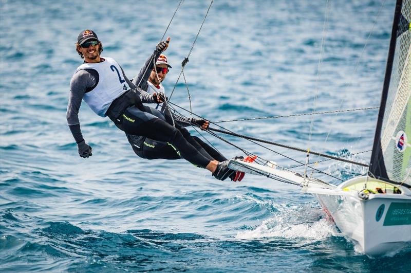 Yago and Klaus Lange (49er) photo copyright Bernardi Bibiloni / Sailing Energy / Trofeo Princesa Sofia Iberostar taken at  and featuring the 49er class