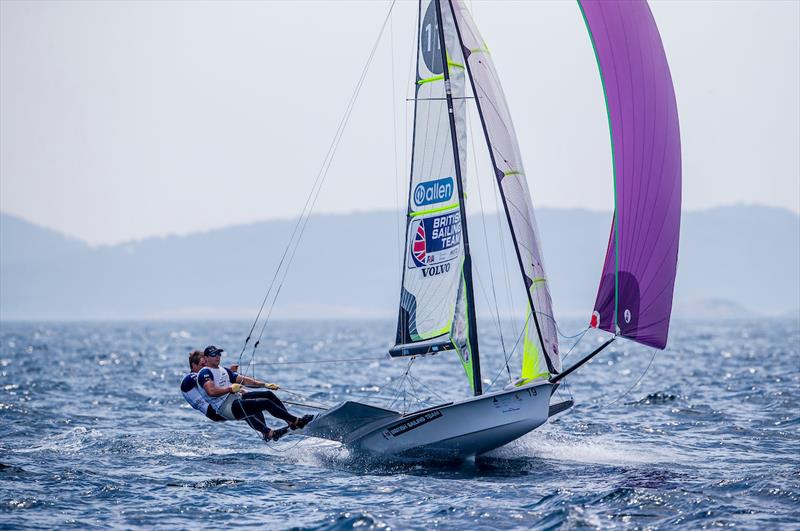 Chris Taylor and Sam Batten (49er) at the 2018 World Cup Series Hyères photo copyright Jesus Renedo / Sailing Energy taken at  and featuring the 49er class