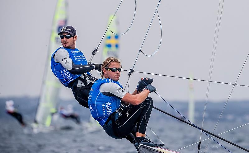 Logan Dunning Beck and Oscar Gunn (NZL) 49er - Hempel Sailing World Championships - Day 5 - Aarhus, Denmark photo copyright Sailing Energy / World Sailing taken at  and featuring the 49er class