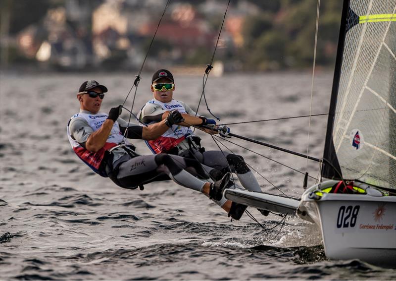 Isaac McHardie and William McKenzie (NZL) 49er - Day 7 - Hempel Sailing World Championships, Aarhus, Denmark, August 8, 2018 - photo © Sailing Energy / World Sailing