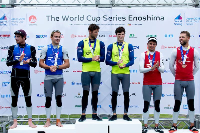 49er podium at the Sailing World Cup, Enoshima - photo © Jesus Renedo / Sailing Energy / World Sailing