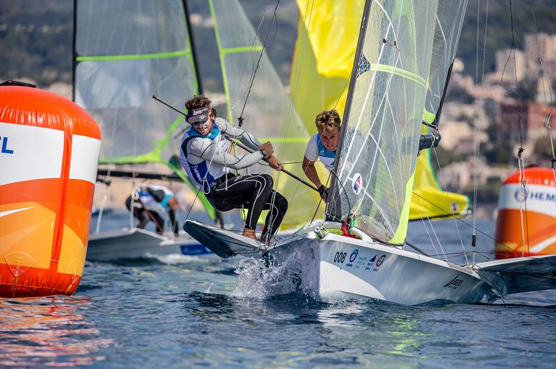 :ogan Dunning Beck and Oscar Gunn - NZL- Day 5 - Hempel Sailing World Cup - Genoa - April 2019 photo copyright Jesus Renedo / Sailing Energy taken at Yacht Club Italiano and featuring the 49er class