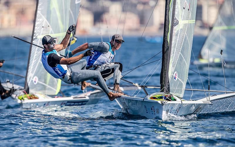Peter Burling and Blair Tuke - 49er - NZL- Day 6 - Hempel Sailing World Cup - Genoa - April 2019 photo copyright Jesus Renedo / Sailing Energy taken at Yacht Club Italiano and featuring the 49er class
