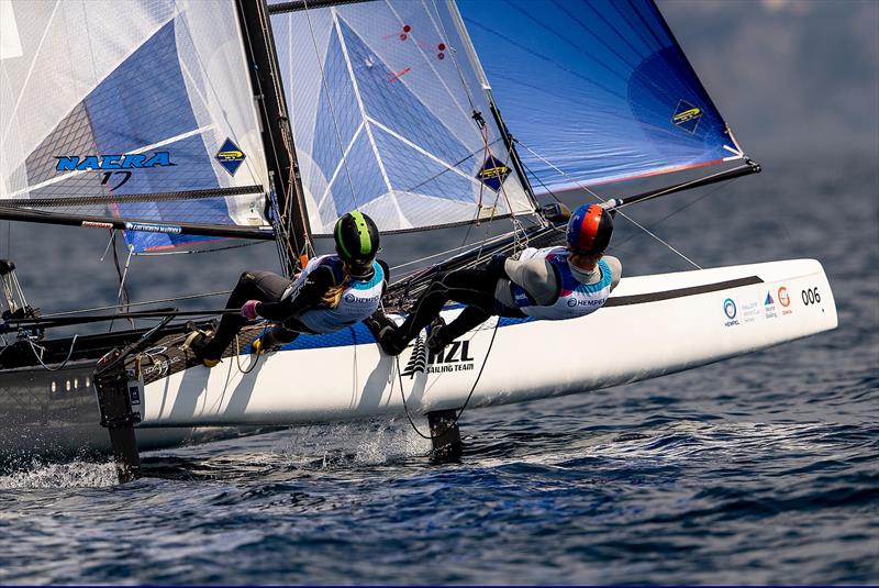 Nacra 17 - NZL- Day 6 - Hempel Sailing World Cup - Genoa - April 2019 photo copyright Sailing Energy taken at Yacht Club Italiano and featuring the 49er class