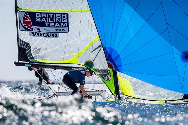 Dylan Fletcher and Stuart Bithell - Volvo 49er, 49erFX, Nacra 17 European Championship 2019, Day 1 photo copyright Nick Dempsey / RYA taken at Weymouth & Portland Sailing Academy and featuring the 49er class