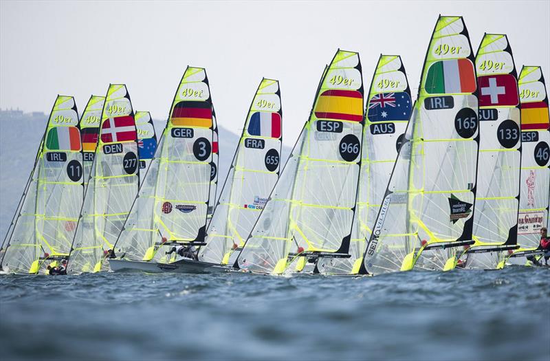 49er start - 2019 Nacra 17, 49er and 49er FX European Championship photo copyright Lloyd Images taken at Weymouth & Portland Sailing Academy and featuring the 49er class