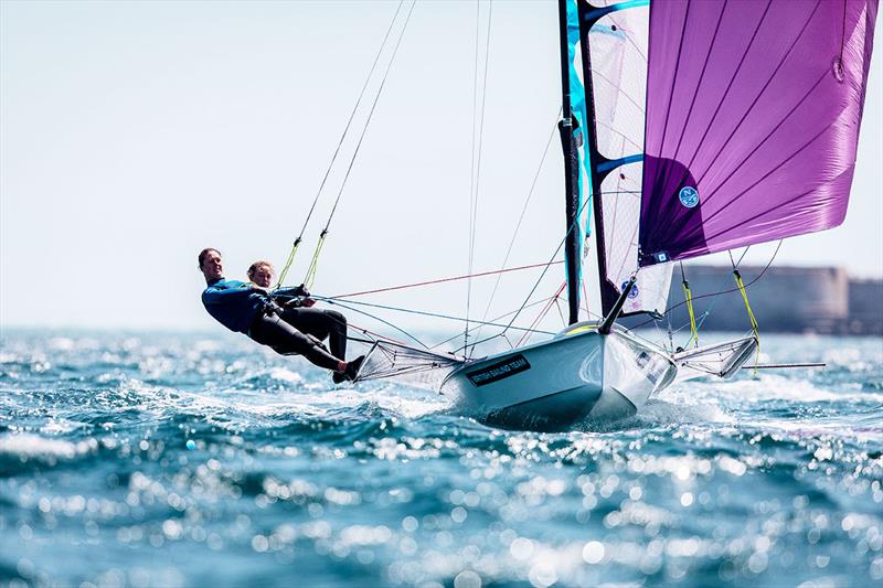 Hannah Bristow and Emily Covell on day 4 of the Volvo Nacra 17, 49er and 49er FX European Championship - photo © Nick Dempsey / RYA