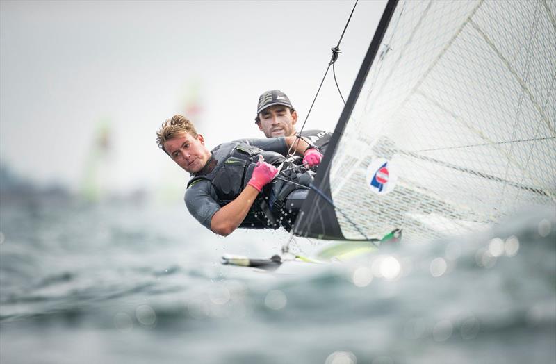 Logan Dunning Beck and Oscar Gunn (NZL) - 49er European Championship - Weymouth - Day 4 photo copyright Lloyd Images / www.lloydimages.com taken at Weymouth & Portland National Sailing Academy and featuring the 49er class