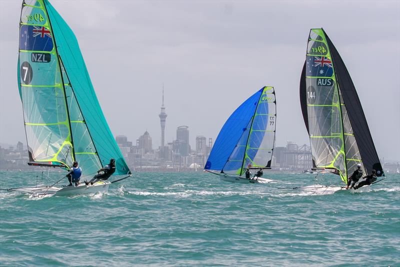 49ers competing in the Oceanbridge NZL Sailing Regatta earlier this year photo copyright Royal Akarana Yacht Club taken at Royal Akarana Yacht Club and featuring the 49er class
