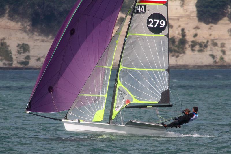Thailand 49er training on the Waitemata Harbour ahead of the 2019 World Championships. The 49er, 49erFX and Nacra 17 World Championships get underway in four weeks photo copyright Richard Gladwell taken at Takapuna Boating Club and featuring the 49er class