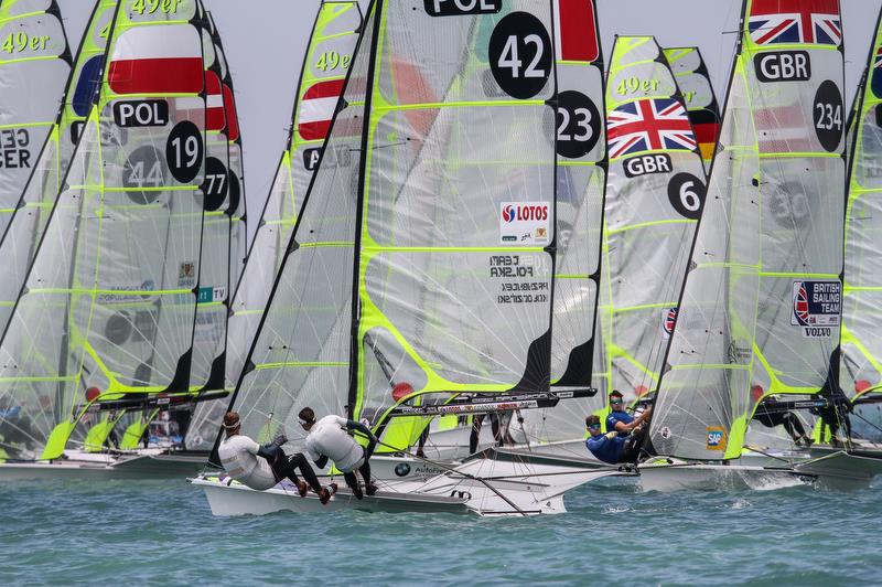 Poland gets away with a port tack start - 49er - Hyundai World Championships, Oceania Championship, Day 3, November 27, , Royal Akarana Yacht Club - photo © Richard Gladwell / Sail-World.com