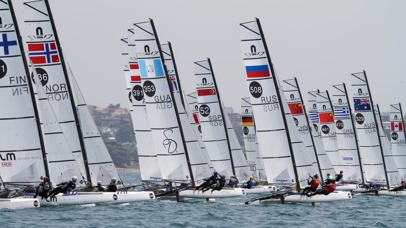 Nacra 17 - Hyundai Worlds - Day 4, December 6, 2019, Auckland NZ photo copyright Richard Gladwell / Sail-World.com taken at Royal Akarana Yacht Club and featuring the 49er class