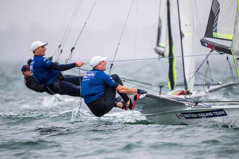 Dylan Fletcher-Scott and Stuart Bithell (GBR) - 2020 49er, 49er FX & Nacra 17 World Championship, day 2 photo copyright Jesus Renedo / Sailing Energy / World Sailing taken at Royal Geelong Yacht Club and featuring the 49er class