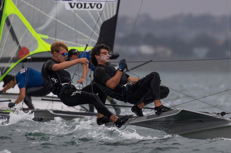   Sam Bacon and Henry Gautrey (NZL) - 49er - Day 3 - 2020 World Championships - Royal Geelong Yacht Club - February 2020 - photo © Bill Phillips