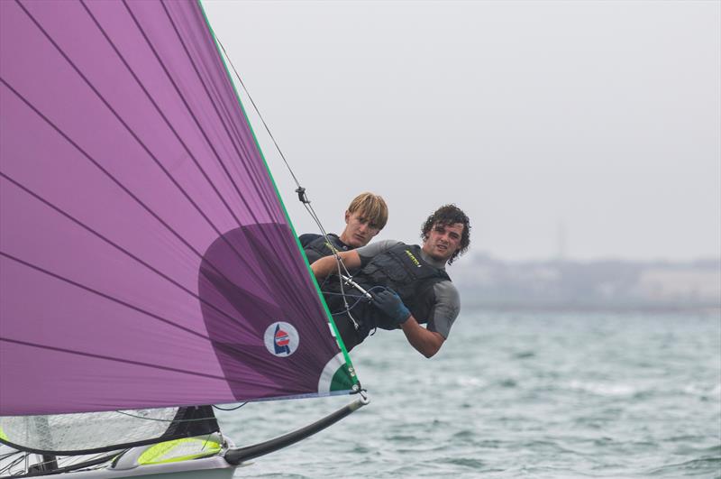   Sam Bacon and Henry Gautrey (NZL) - 49er - Day 3 - 2020 World Championships - Royal Geelong Yacht Club - February 2020 photo copyright Jesus Renedo / Sailing Energy / World Sailing taken at Royal Geelong Yacht Club and featuring the 49er class