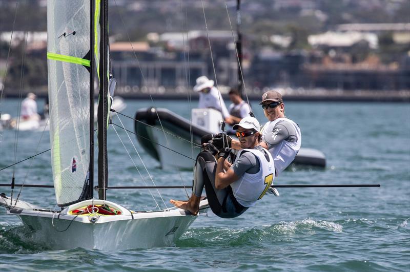 Peter Burling and Blair Tuke - 49er - Day 4 - 2020 World Championships - Royal Geelong Yacht Club - February 2020 photo copyright Bill Phillips taken at Royal Geelong Yacht Club and featuring the 49er class