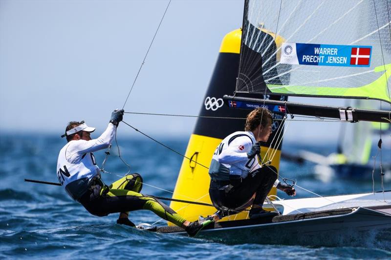 Jonas Warrer and Jakob Precht Jensen (DEN) on Tokyo 2020 Olympic Sailing Competition Day 5 photo copyright Sailing Energy / World Sailing taken at  and featuring the 49er class