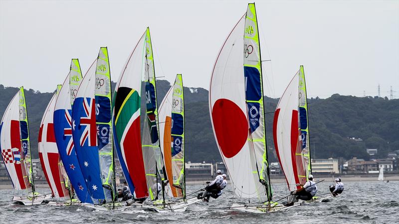 49er fleet - Tokyo2020 - Day 6 - July, 30, - Enoshima, Japan. - photo © Richard Gladwell - Sail-World.com/nz