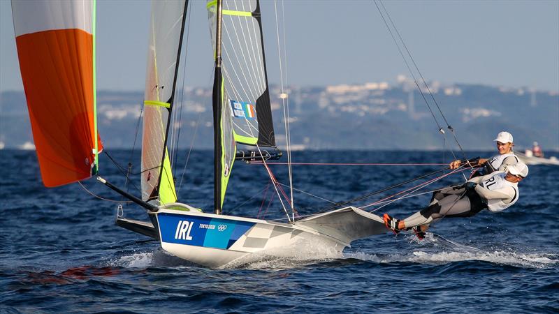 Robert Dickson and Sean Waddilove (IRL) 49er - Tokyo2020 - Day 7- July, 31, - Enoshima, Japan. - photo © Richard Gladwell - Sail-World.com