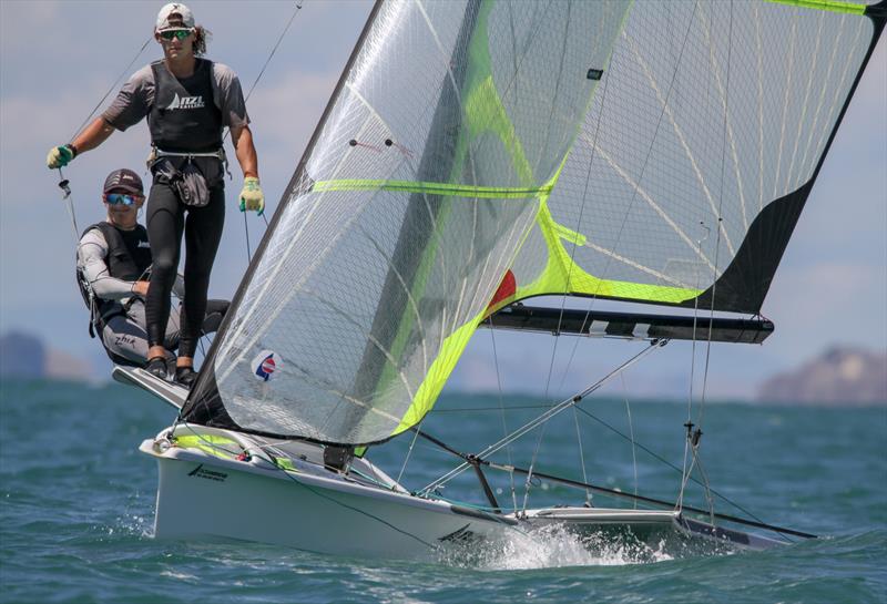 49er -  Day 2 - Oceanbridge NZL Sailing Regatta - Takapuna BC February 18, 2022 - photo © Richard Gladwell / Sail-World.com/nz