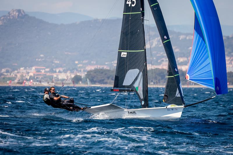 Logan Dunning Beck and Oscar Gunn (NZL) - 49er - NZL Sailing Team - Semaine Olympique Française de Hyères - April 2022 - photo © Sailing Energy/FFVOILE