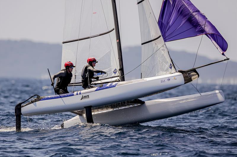 Micah Wilkinson & Erica Dawson (NZL) - Nacra 17 - NZL Sailing Team - Semaine Olympique Française de Hyères - April 2022 photo copyright Sailing Energy/FFVoile taken at  and featuring the 49er class