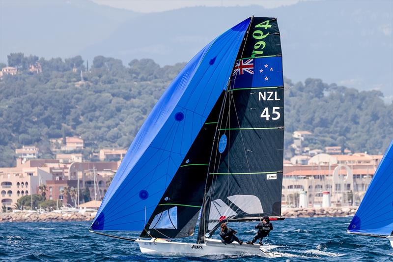 Logan Dunning Beck & Oscar Gunn (NZL) - 49er - NZL Sailing Team - Semaine Olympique Française de Hyères - April 2022 - photo © Sailing Energy/FFVoile