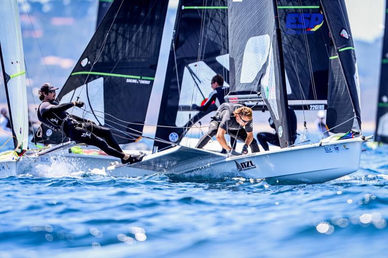 Logan Dunning Beck and Oscar Gunn (NZL) - 49er  - Day 5 - NZL Sailing Team - Semaine Olympique Française de Hyères - April 2022 photo copyright Sailing Energy / FFVOILE taken at  and featuring the 49er class