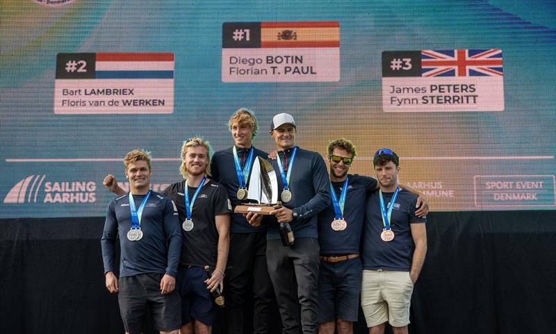 49er medalists- Day 6 - European Championships - Aarhus, Denmark - July 2022 photo copyright Peter Brogger taken at Sailing Aarhus and featuring the 49er class